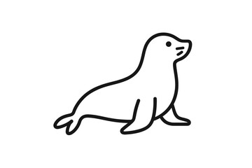 Poster - Stylized vector illustration of a seal lounging on a sandy beach during a sunny day