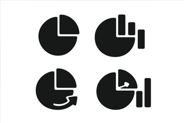 Aufkleber - Vector illustration of diverse pie chart icons representing data analytics and business analysis in a modern design