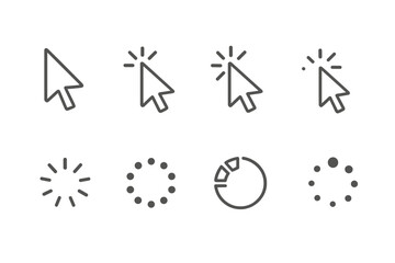 Fototapete - Vector illustration icons representing various click and loading indicators for user interface design