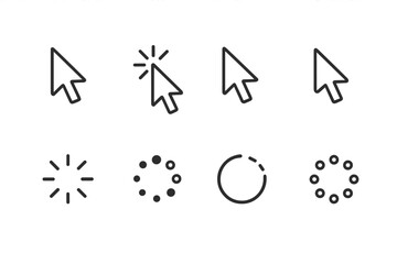 Fototapete - Vector illustration icons of cursor designs and loading symbols for digital interface and user experience