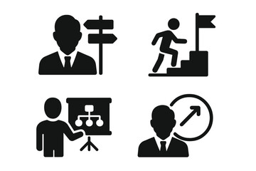 Poster - Vector illustration icon depicting leadership, goal setting, and team progress in a professional context