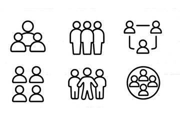 Poster - vector illustration icons depicting various group dynamics and social interactions in a modern desig