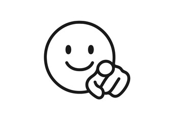 Poster - Vector illustration of a smiling face pointing at the viewer, expressing friendliness and engagement