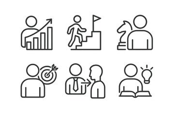 Poster - vector illustration icons representing success, growth, and professional development in a minimalist