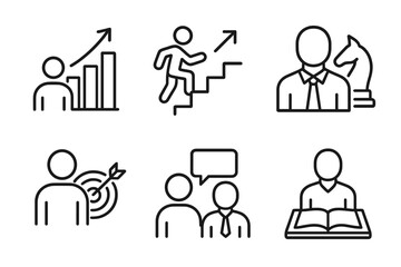 Poster - Vector illustration icons representing personal and professional growth through various activities and interactions