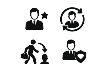 Poster - Vector illustration icons representing professional development and personal growth activities in a modern workplace