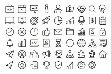 Aufkleber - Collection of vector icons representing business, technology, teamwork, and success concepts for various uses in design