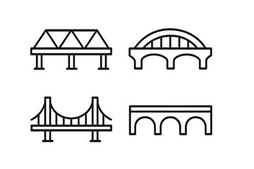 Poster - Bridge icon set featuring various structural designs represented in a vector illustration style for graphic projects