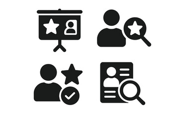 Poster - Vector illustration showing user profile evaluation and presentation in a business environment