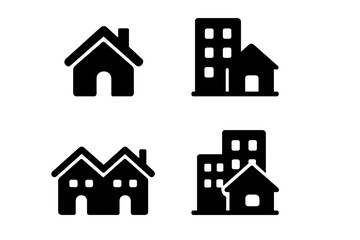 Poster - Vector illustration icons of various house and building designs suitable for real estate and construction purposes
