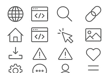 Fototapete - A collection of vector illustration icons depicting essential digital tools and concepts