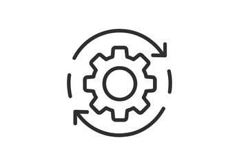 Poster - Vector illustration depicting a gear inside a circular arrow, symbolizing continuous improvement and development in technology