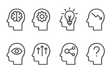 Poster - Vector illustration icons representing various aspects of thinking and creativity for educational or professional use