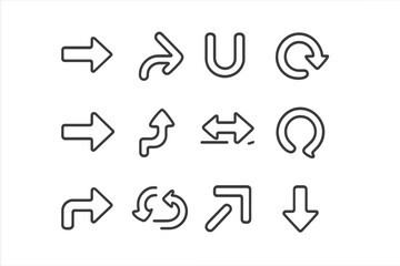 Poster - Vector illustration with various directional icons showcasing arrows and movement symbols on a clean background