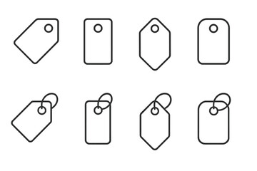 Poster - Collection of vector illustration icons representing various blank price tags in different shapes and styles for design use
