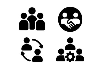 Poster - Collaboration and teamwork vector icons illustrating group interaction and partnership