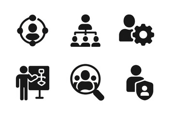 Poster - Vector illustration icons depicting various teamwork and collaboration concepts in a professional setting