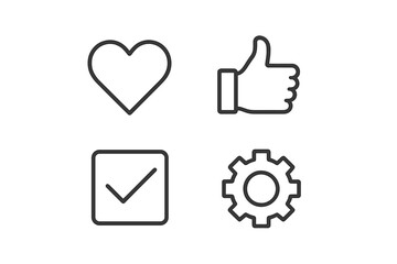 Poster - Representations of positive feedback in vector style featuring symbols of approval, love, and efficiency