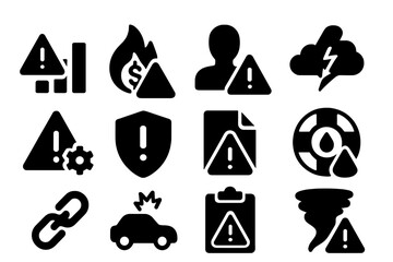 Poster - Vector illustration icons depicting various warning signs and alerts in a digital format for safety and hazard awareness