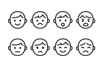 Poster - Collection of facial expression icons showcasing different emotions in a vector format for communication and design purposes