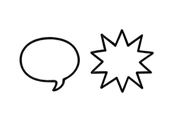 Poster - Vector illustration icon depicting a speech bubble and a starburst, representing communication and emphasis
