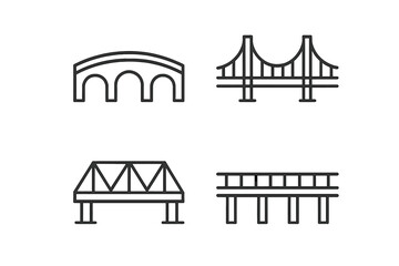 Poster - Vector illustration of various bridge designs showcasing architectural styles and structures for engineering projects