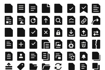 Poster - collection of vector illustration icons representing various document and file actions for user inte