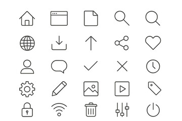 Fototapete - Explore a collection of vector illustration icons representing various digital activities and tools commonly used in everyday technology