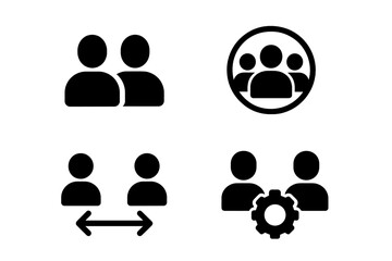 Poster - Vector illustration icons representing group dynamics, collaboration, and teamwork in various contexts