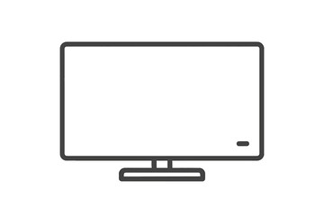 Poster - Modern vector illustration of a blank television screen on a minimalistic display stand in a simple outline design