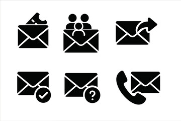 Poster - Vector illustration of communication icons representing messaging, contact, and ticket notifications in a simple design