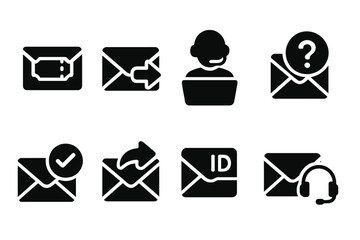 Poster - Collection of vector icons representing various email activities and functionalities for digital communication