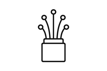 Poster - Vector illustration of a potted plant with stylized stems and leaves in a minimalist design suitable for modern decor