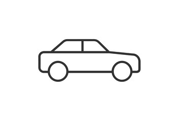 Poster - Car vector illustration icon depicting a simple outline of a sedan profile designed for graphic use in various projects