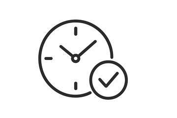 Poster - Vector illustration of a clock symbolizing time management and punctuality with a checkmark indicating task completion