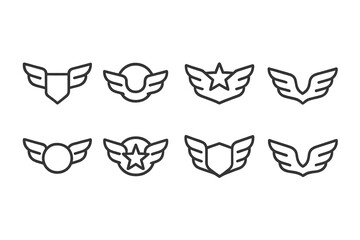 Poster - Collection of vector illustration icons featuring winged designs suitable for various applications in graphic design