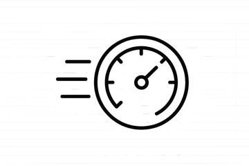 Poster - Speedometer icon illustrating fast movement and progress in a simplistic vector design for various uses