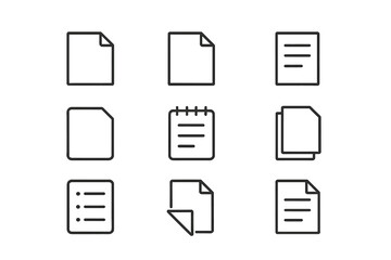 Poster - Collection of vector illustration icons depicting various document styles and note-taking formats in a minimalist design