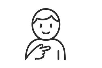 Poster - Vector illustration icon of a cheerful person pointing with a smile indicating a positive action or suggestion