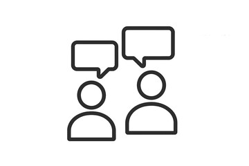 Poster - Vector illustration of two people engaging in conversation with speech bubbles in a simplified design