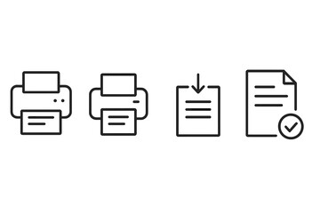 Poster - Vector illustration icons of printing, downloading, and verifying documents for office activities
