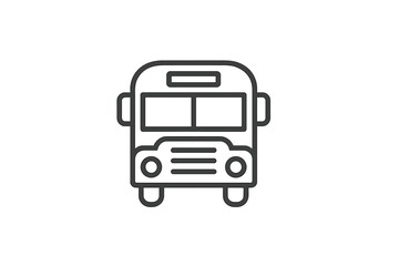 Poster - Vector illustration of a front view school bus icon in simple design for transportation and education themes