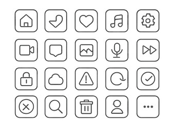 Poster - vector illustration of various user interface icons for apps showcasing home, media, settings, and c