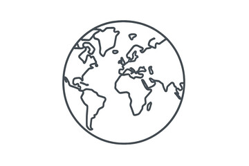 Poster - Vector illustration of a simple globe icon representing continents and oceans for global themes and designs