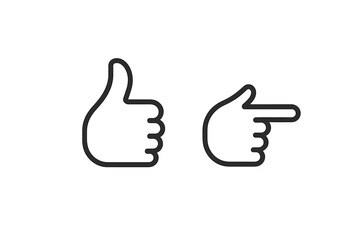 Poster - Vector illustration of a thumbs up and a pointing hand icon for positive feedback and direction