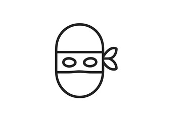 Poster - Vector illustration of a simple ninja face with mask and headband, depicting stealth and agility in a bold, minimalist design