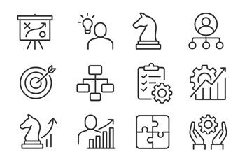 Poster - Vector illustration icons representing business strategy, leadership, and growth in a professional context