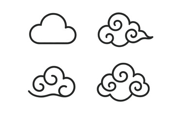Poster - Vector illustration of various cloud designs showcasing unique shapes and styles suitable for digital art and graphic design projects