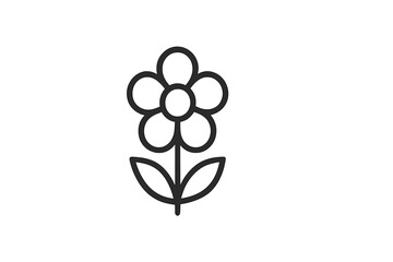 Poster - Simple vector illustration of a flower with five petals and leaves for decoration and design purposes