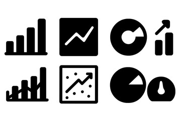 Aufkleber - Vector illustration icons depicting various data visualization elements such as charts, graphs, and progress indicators for analytical purposes